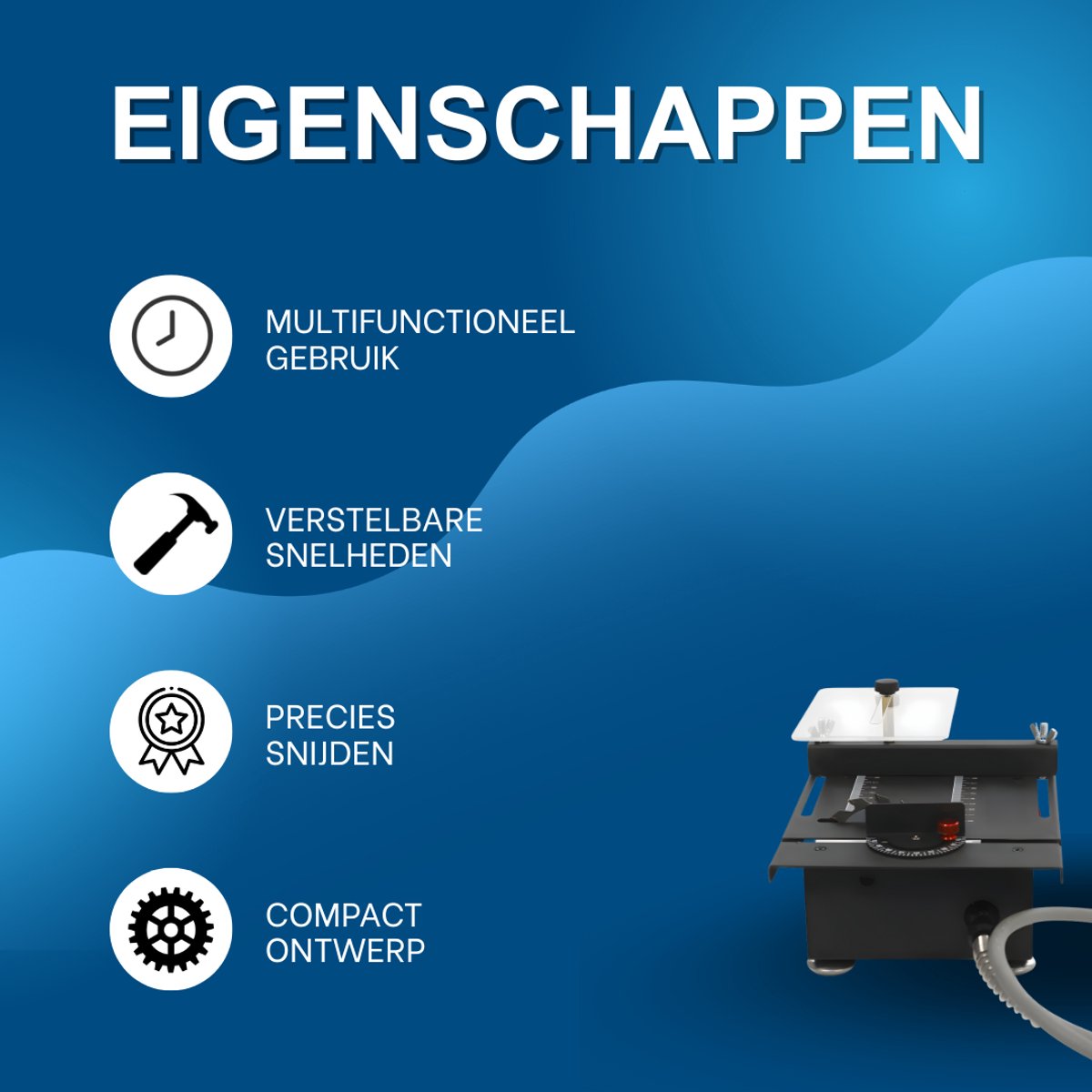 Mini tafelzaag - Cirkelzaag - Voor zagen en slijpen - Met 7 snelheden - Multifunctioneel snij-, slijp- en graveergereedschap - Gereedschap – foto 3