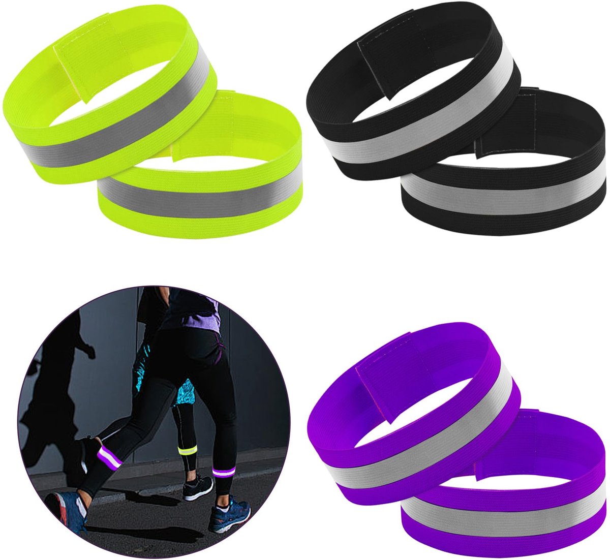 IMPERATORIS® Reflecterende armbanden - Veiligheidsbanden - Elastisch met klittenband - Hoge zichtbaarheid - Voor hardlopen en fietsen - 6 stuks