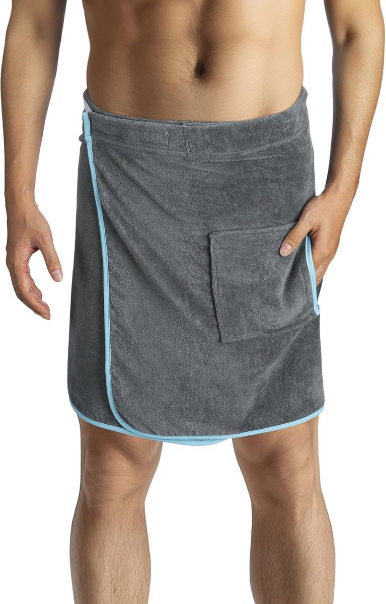 Katoenen sauna handdoek voor mannen - Zachte badstof kilt met klittenband - One size