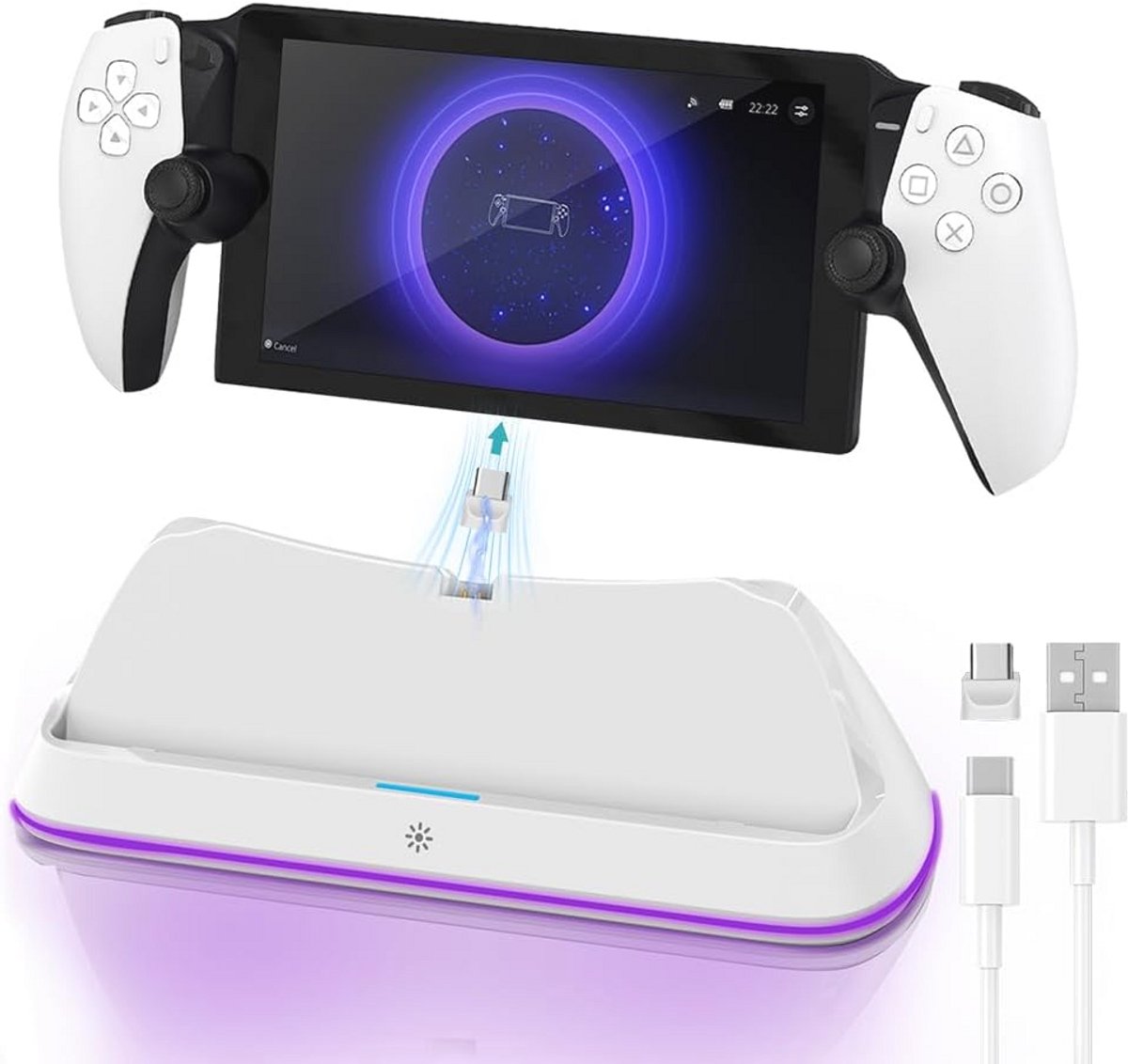 Oplaadstandaard voor PS Portal met RGB-licht en Comfort Hoek Design