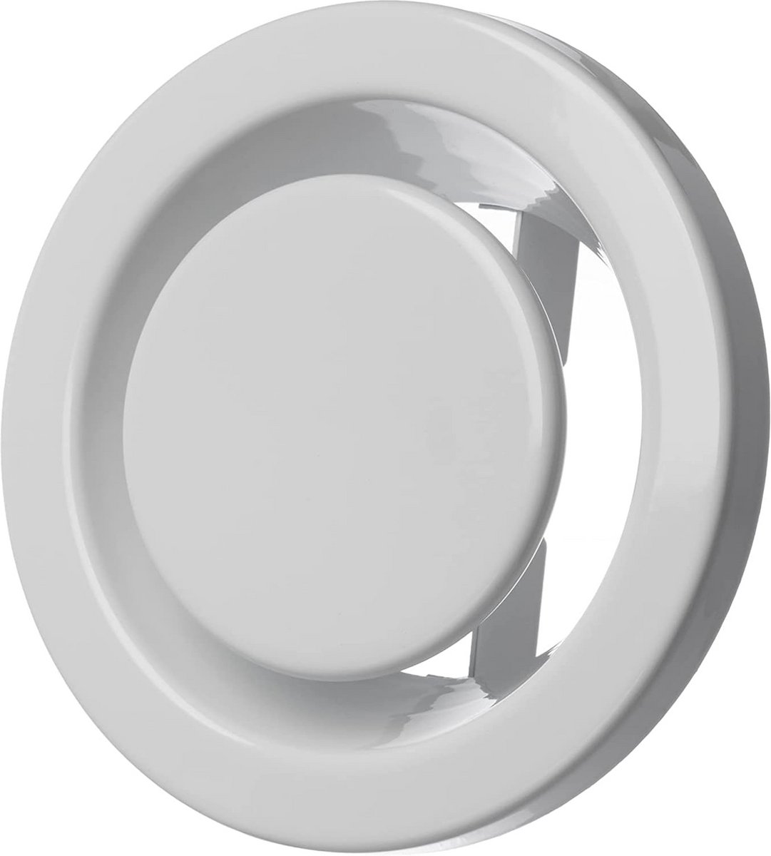 Rond ventilatierooster met veerklemmen, diameter 100 mm, wit metaal