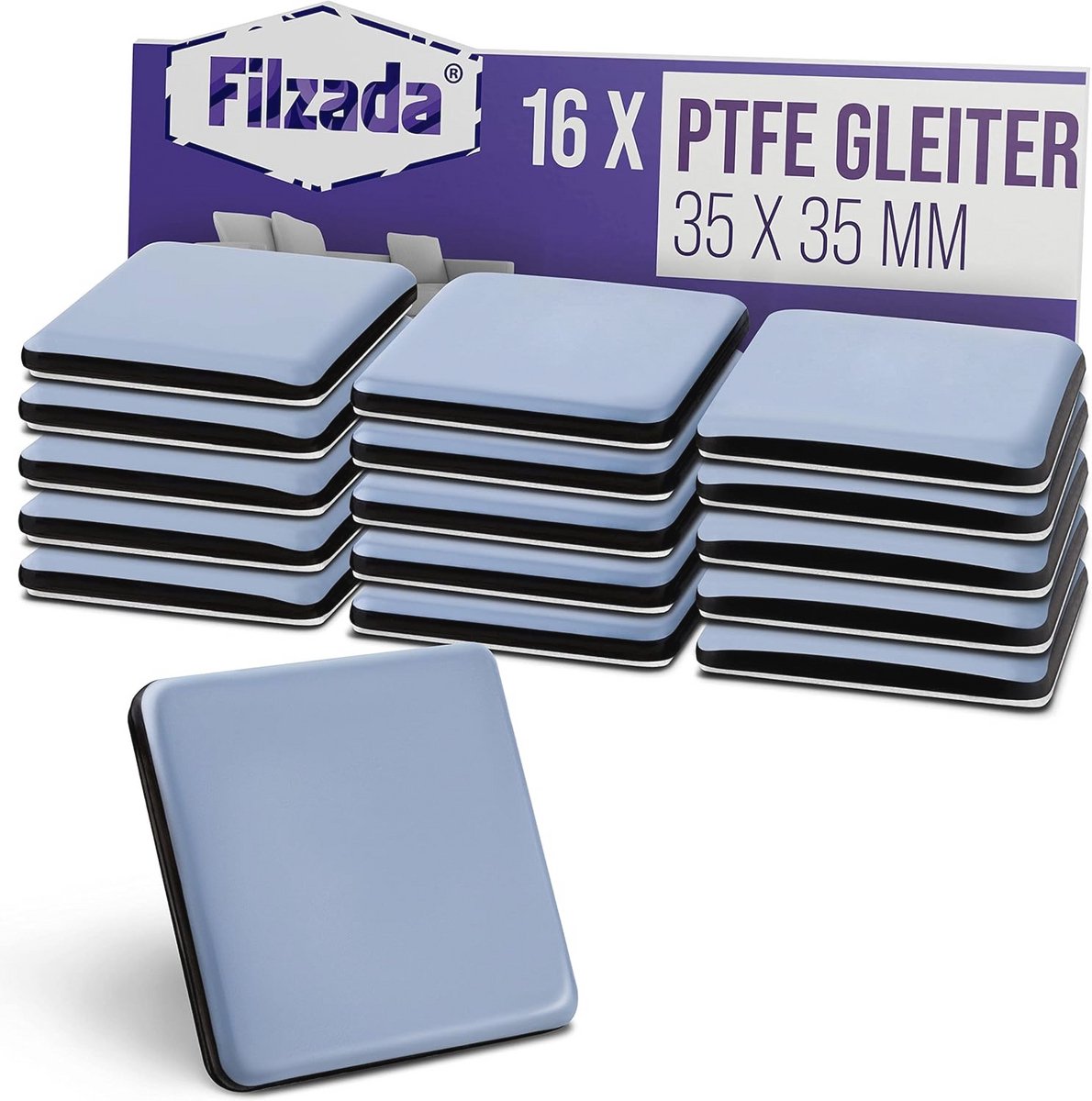 16x Teflon glijders 35x35mm zelfklevend - Professionele meubelglijders