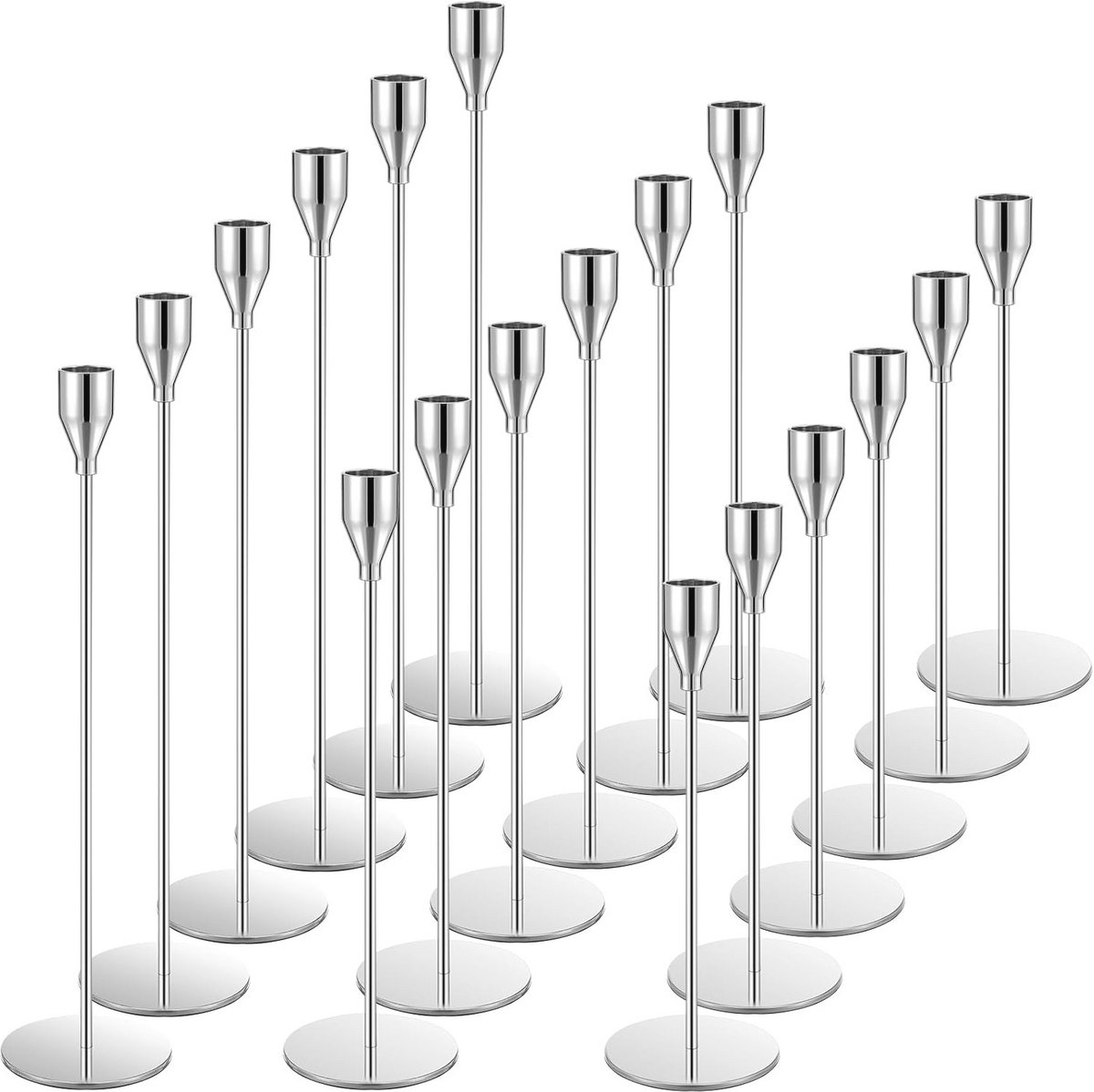 Set van 18 Hoge Kandelaars voor Tafeldecoratie - Metaal, Modern Ontwerp