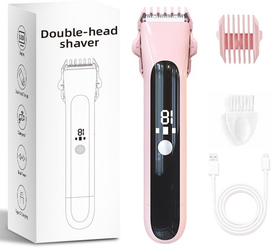 Tondeuse bikini électrique pour femmes : rasoir double tête, étanche IPX6 avec écran LED, rechargeable, idéale pour le corps et le maillot. Convient pour les aisselles, le corps, les jambes et le visage.