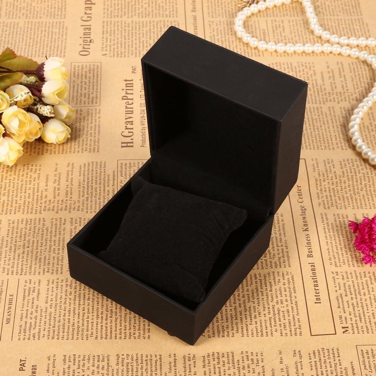 E-Ambar - Luxe horlogedoos voor armbanden en sieradenopslag in pu leer met zwart design