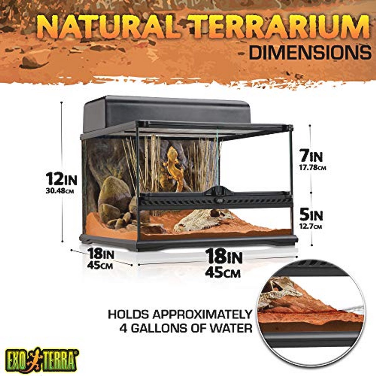 Glazen Terrarium met Ventilatie 45 x 45 x 30 cm voor Reptielen en Amfibieën