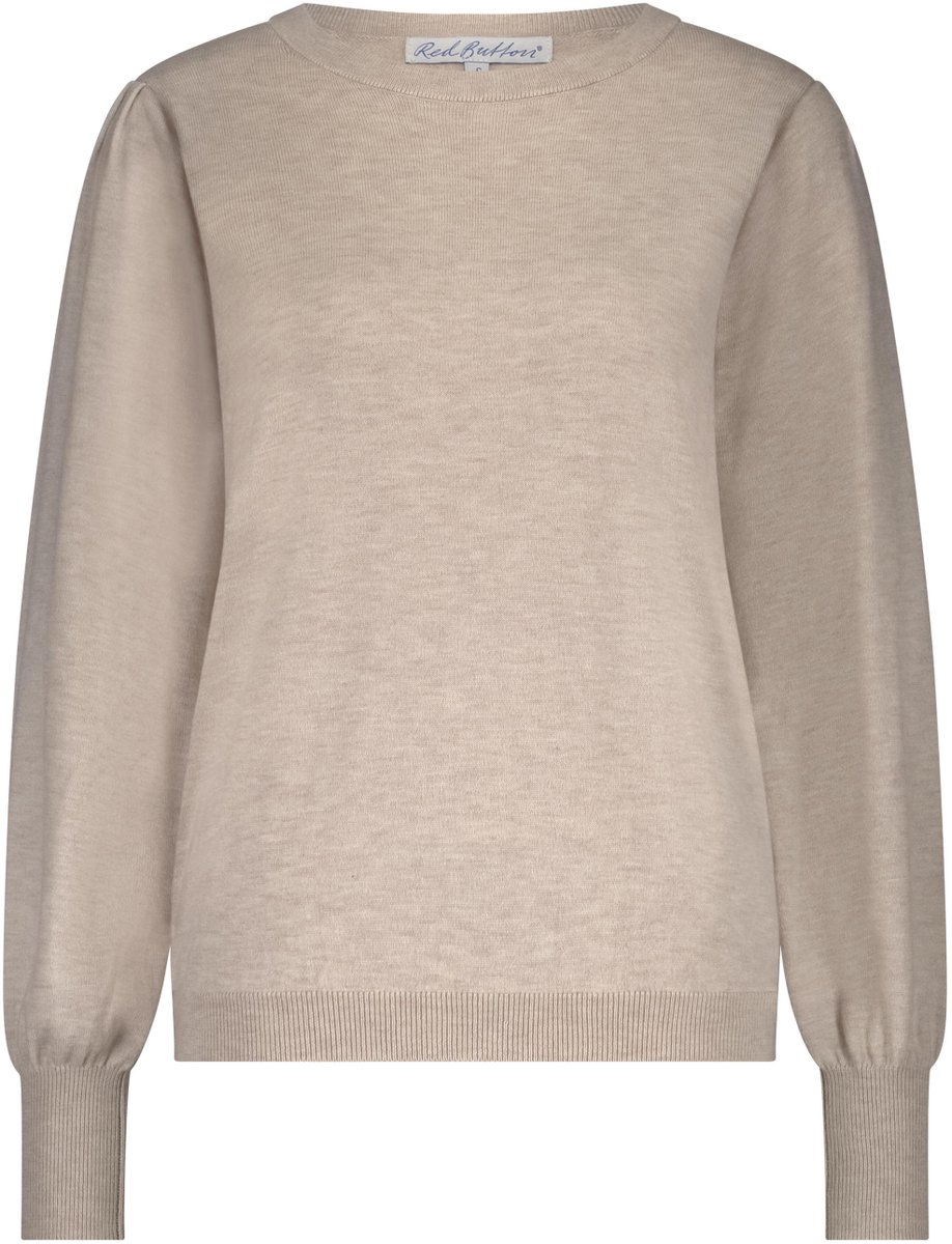 Red Button top SRB4750 Sweet puff sleeve - Latte