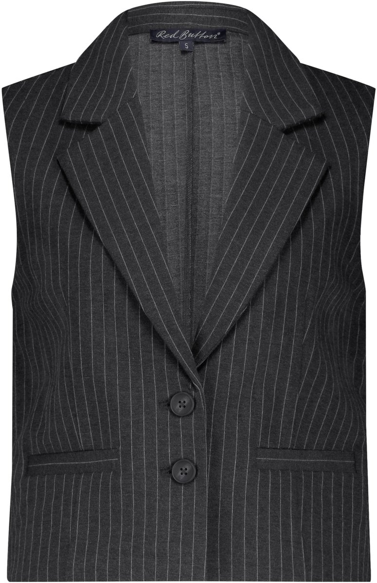 Red Button Gilet Waistcoat Punta Pinstripe Srb4625 Grey Melange Dames Maat - M