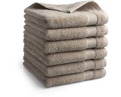 DoubleDry Hotel Handdoeken 50 x 100 cm – Set van 6 – 100% Katoen 500 g/m2 – Zacht & Absorberend - Taupe