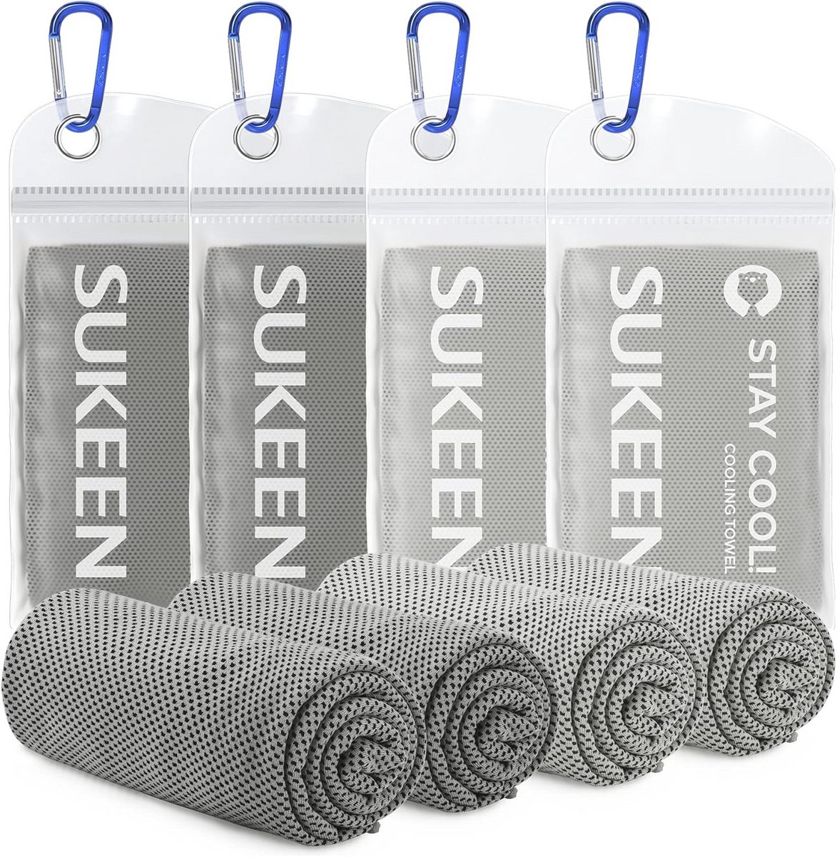 Verkoelende Handdoeken - Sport Handdoek - Sport en Ontspanning - Directe Koeling - 4 Stuks - Grijs
