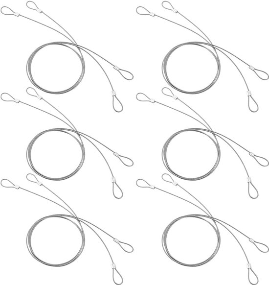 Loop Tether Line 6pcs 1m Stainless Steel Tethers with Loops Safety Stainless Coated ...