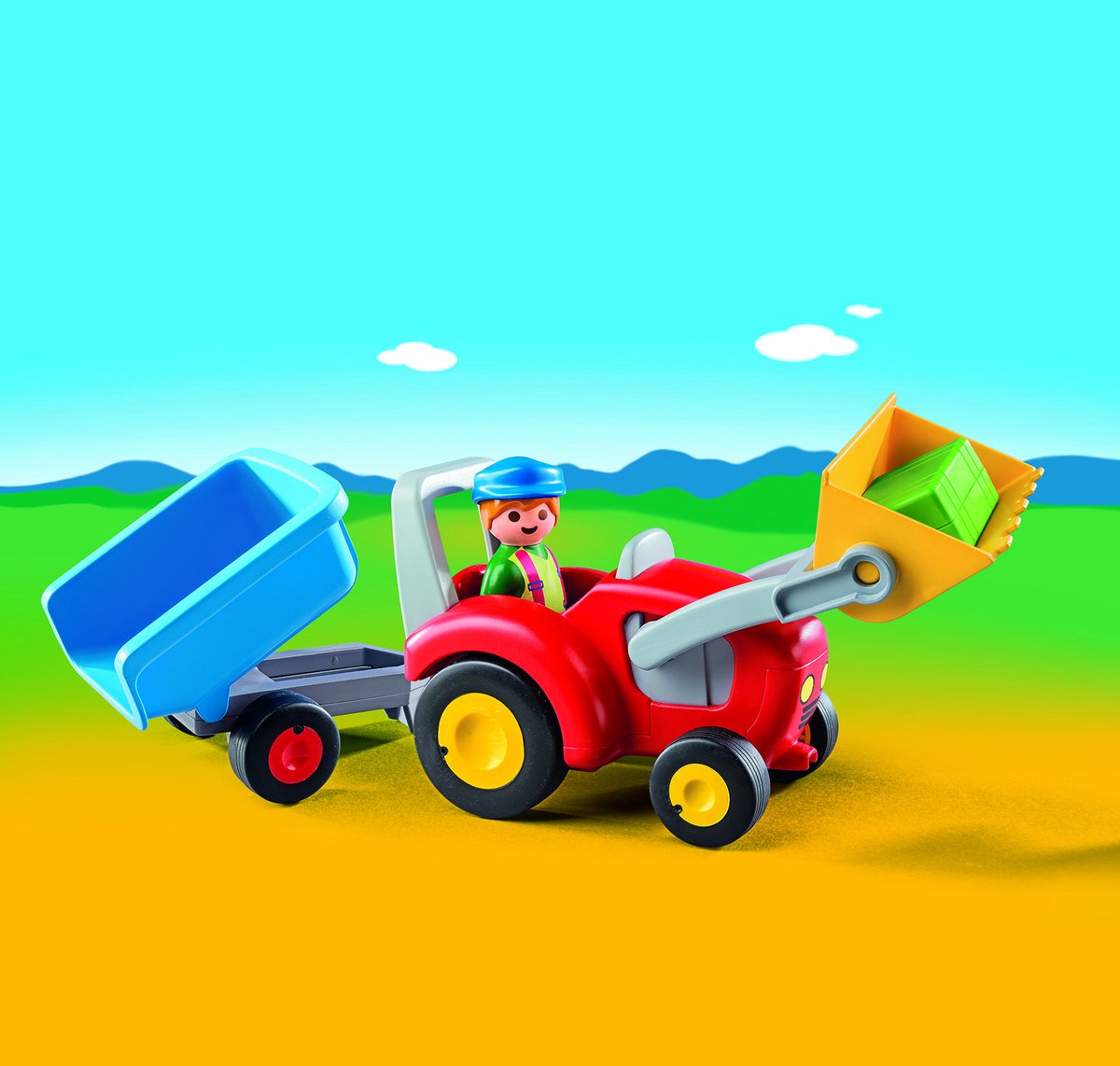 PLAYMOBIL 1.2.3 Boer met tractor en aanhangwagen - 6964 — afbeelding 2