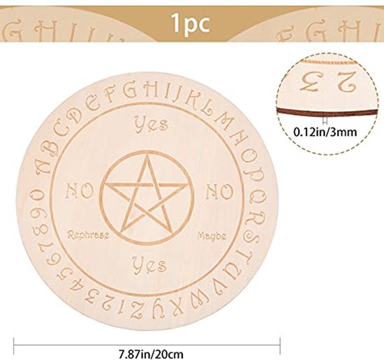 AHANDMAKER Slingerbordset, houten wichelroedelroedelspoord, metafysisch prikbord met kristallen slinger ketting voor hekserij Wicca altaarbenodigdheden kit, paddenstoelen en sterren, maan