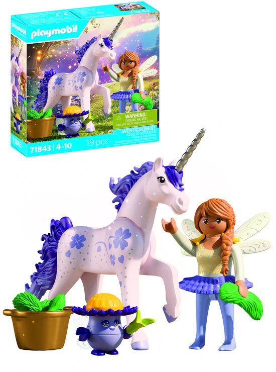 PLAYMOBIL | Magische Eenhoorns | Verzamelbare Eenhoorn Lucky Lavendel met Fee | Fantasierijke speelset voor eenhoornfans | Met liefdevolle details & verwisselbare accessoires | Perfect cadeau voor kinderen vanaf 4 jaar | 71843