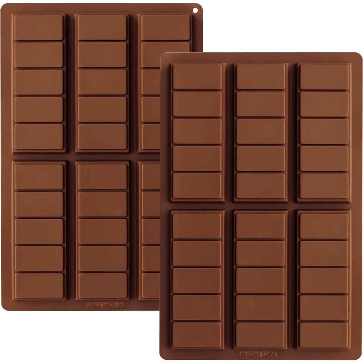 Unyqoos® Set van 2 siliconen chocoladevormen voor zes heerlijke chocoladerepen