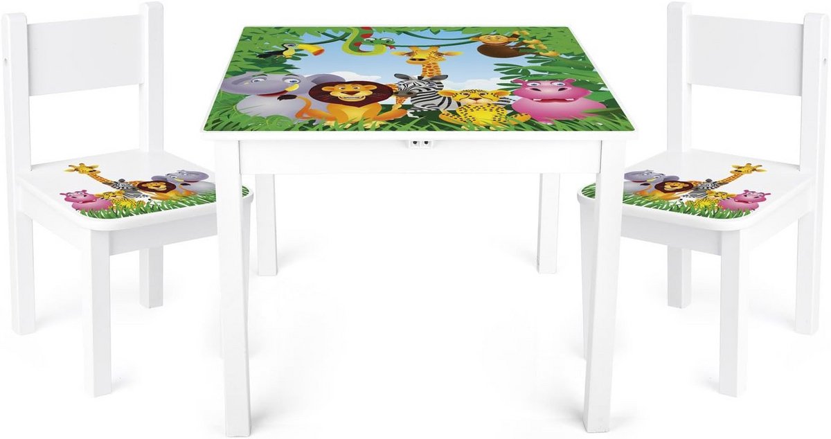Kindertafel met 2 stoelen in Jungle Design - Creëer een Speelse Leefruimte voor Kinderen