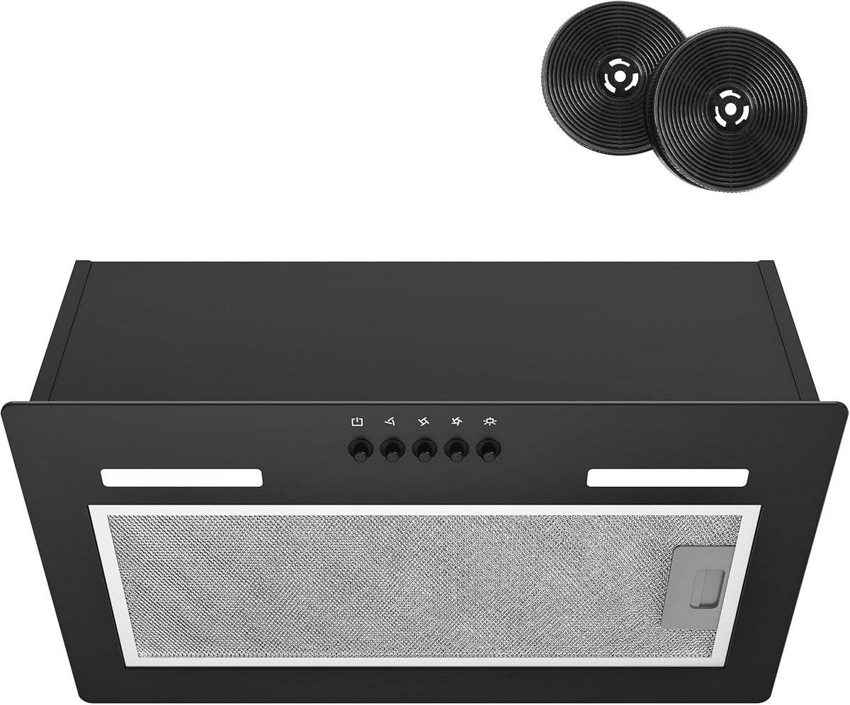 Ingebouwde Keuken Afzuigkap 52 cm Zwarte Afzuigkap met LED-verlichting 3 Snelheden 350m³ h Energieklasse A Geluidsarm