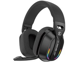 Ntech - Gaming Headset met Microfoon en RGB Light Zwart - koptelefoon draadloos - Draadloze Game Headset 2.4GHz, USB C Geschikt voor PS4, PS5, Xbox One, Xbox Series, PC en Nintendo Switch 2 - Bluetooth Gaming Headsets