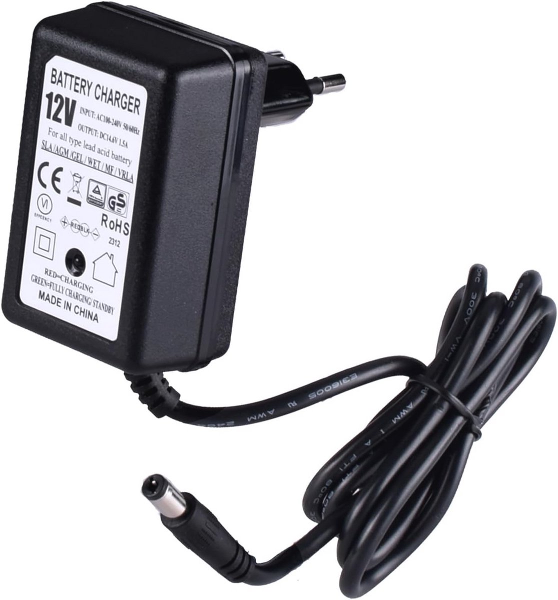 Slimme 12 Volt Batterijlader 1500mA met DC55*21 Aansluiting voor Loodzuuraccu