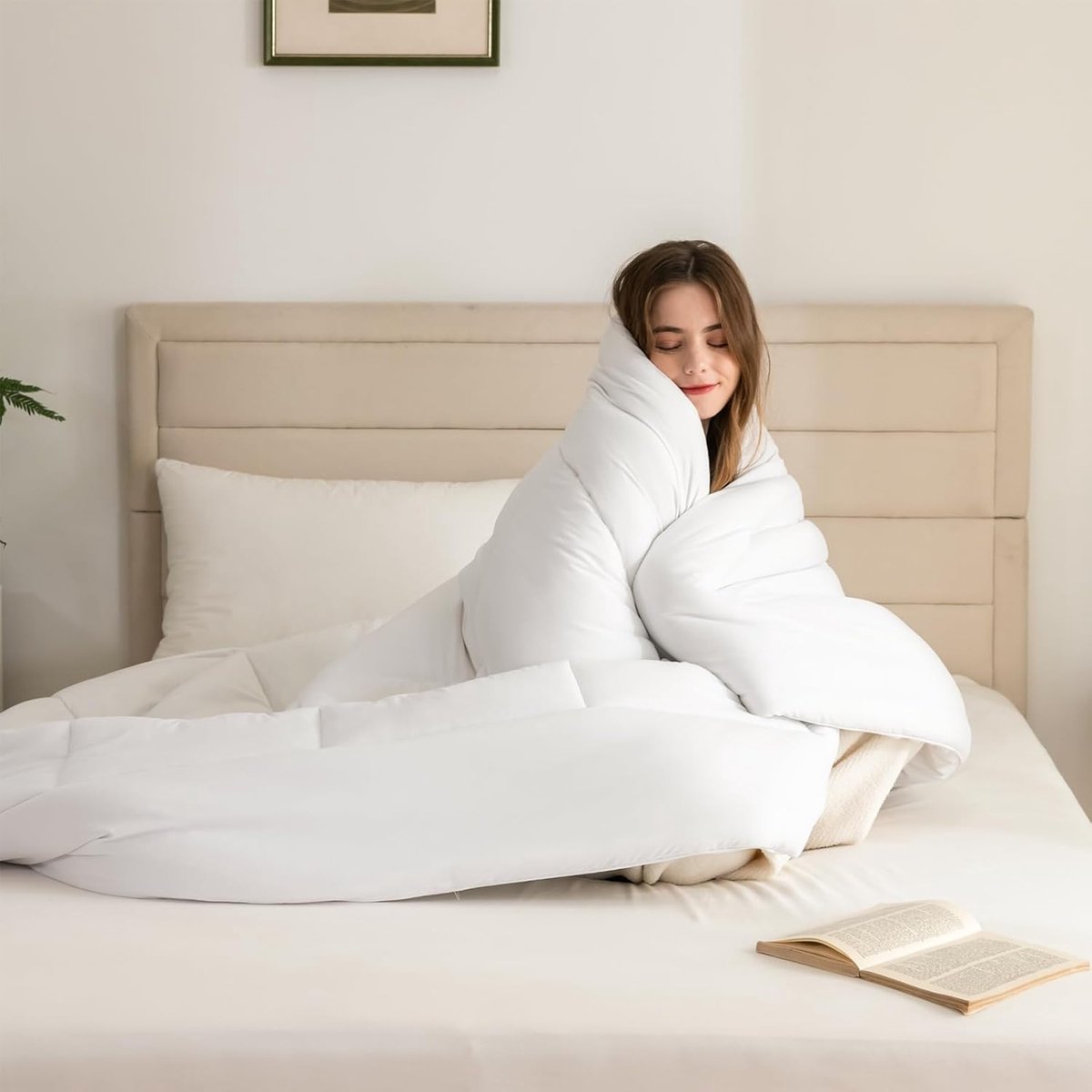 Candala Winter Dekbed, 155 x 220 cm, winterdeken, 460 g/m², dekbed, 155 x 220 cm, doorgestikt winterdekbed zonder overtrek, bruikbaar, warm dekbed, zacht, behaaglijk, wit
