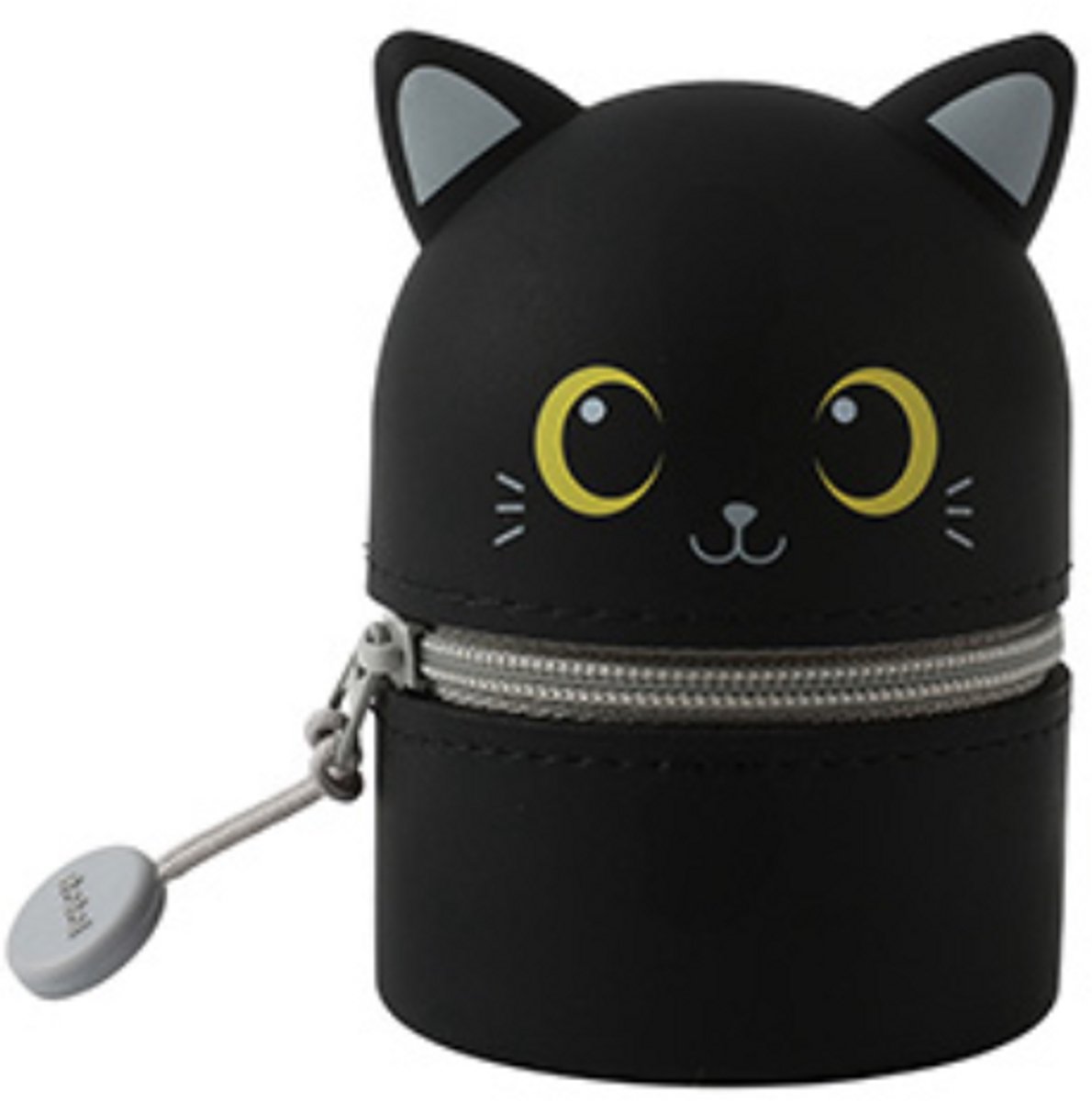 iTotal Mini silicone pencil case Zwarte Kat Zachte siliconen etui voor school, uitbreidbaar met contourvorm 6.0x6.0x8.5cm 53gr