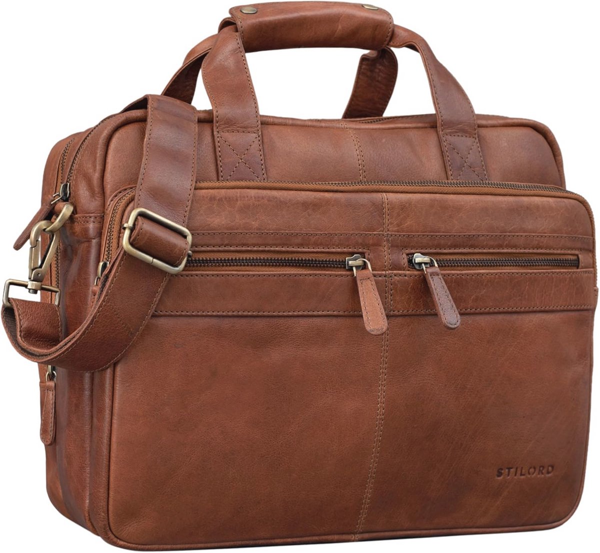 Leren Schoudertas voor Laptop - Vintage Briefcase voor Onderwijs en Kantoor
