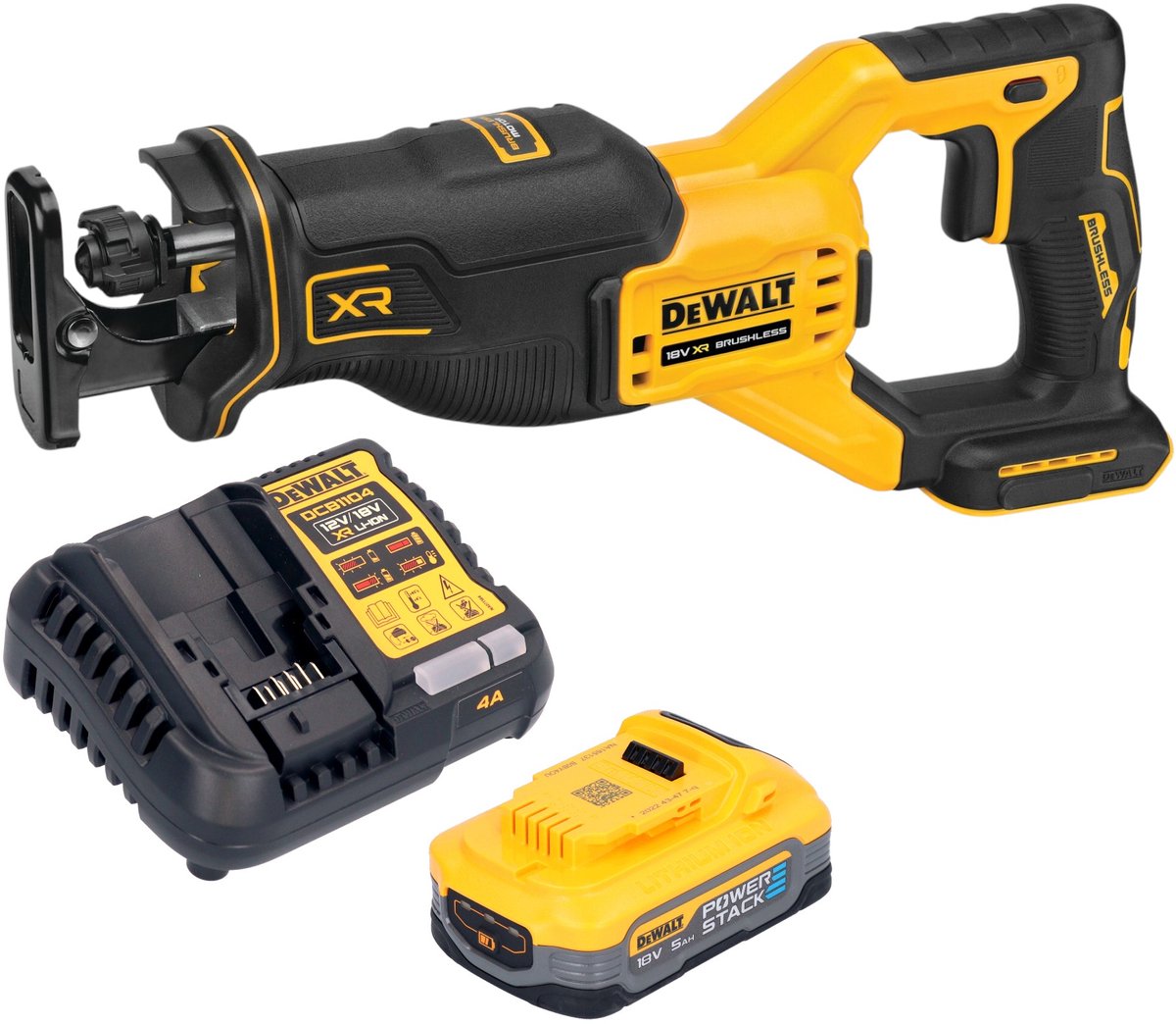 DeWalt DCS 382 H1 accu reciprozaag sabelszaag 18 V borstelloos + 1x Powerstack accu 5,0 Ah + oplader