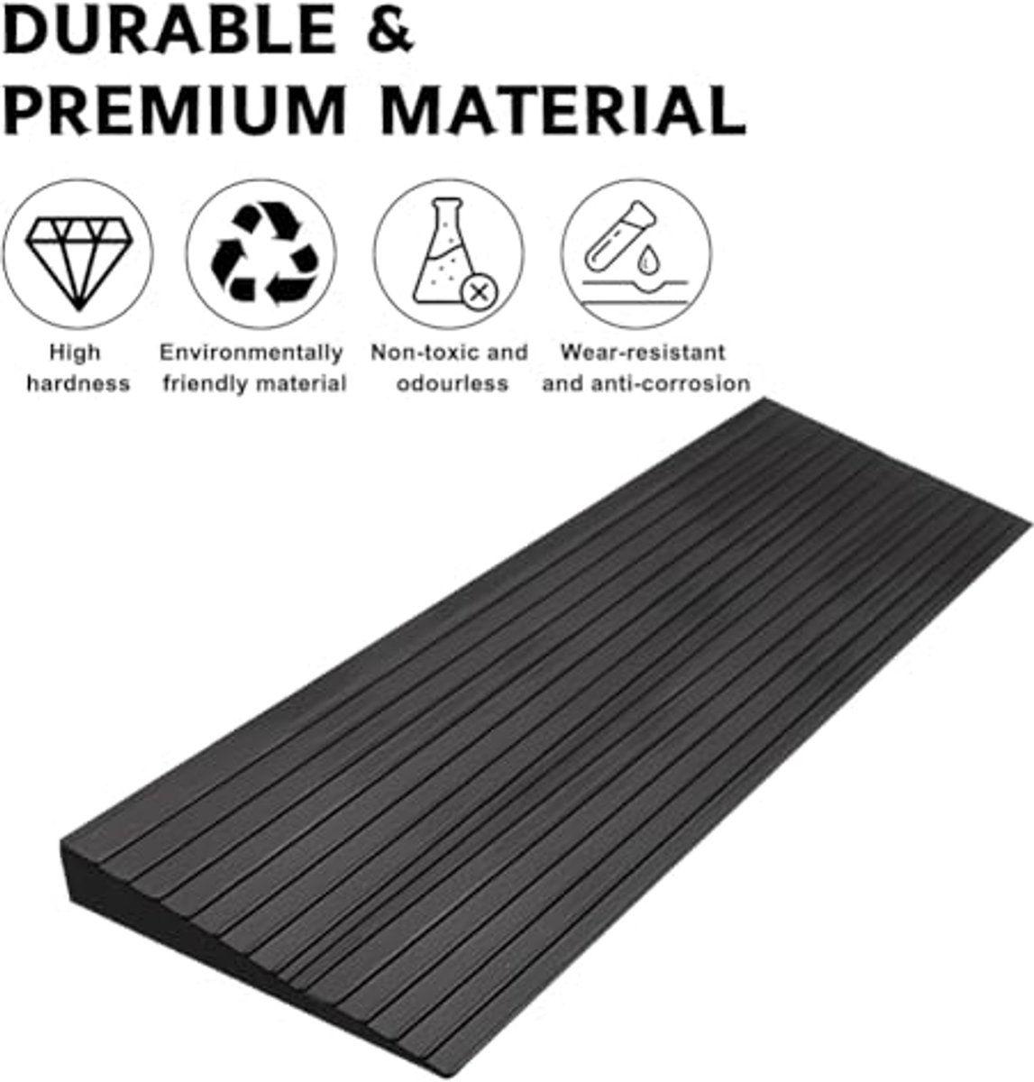 Hellende Drempel,103 x 5 x 1cm Snijdbaar Oprit Deurdrempel,PVC Zuigrobot Drempelstrip,Drankhelling,Rolstoeloprit voor Deuren,Anti Slip Rubberen Helling,voor Kinderwagens,Rolstoelen,Vegers,Trolleys