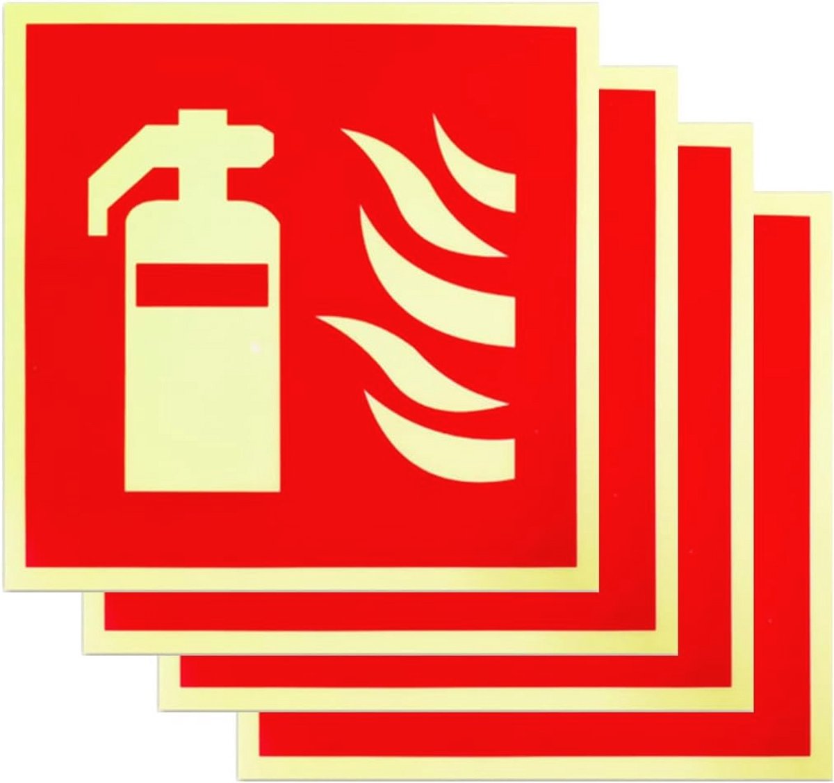 4 stuks zelfklevende brandblusserborden - pvc, lange helderheid, permanent pictogram voor thuis en kantoor (150 x 150 mm)