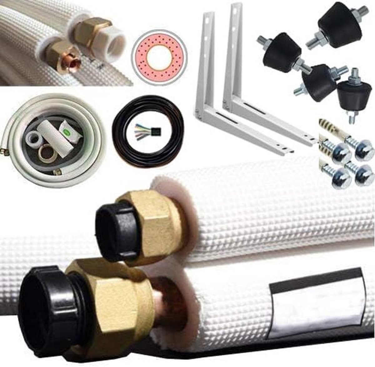 Koperen Koelleiding Set 2x3m voor Split Airco 7000-12000 BTU - Inclusief Montagekit