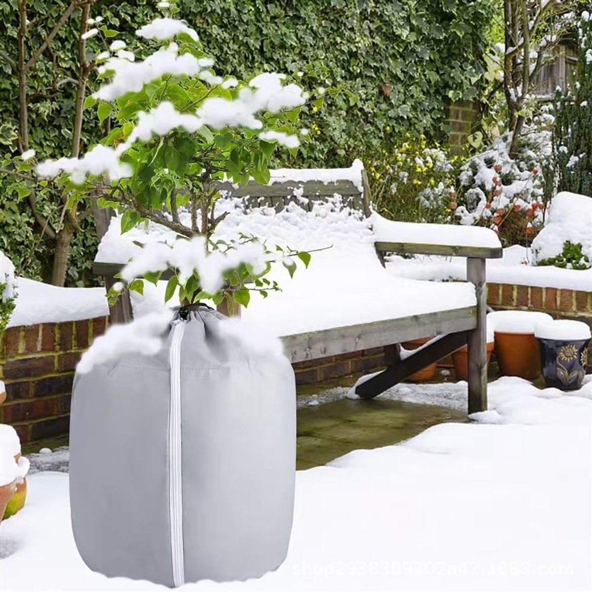 Winterbescherming Voor Planten - Plantenbakbeschermer 45 X 50 Cm - Thermische Plantenbakbeschermer Met Rits En Trekkoord - Vorstbescherming Voor Plantenbakken En Potten