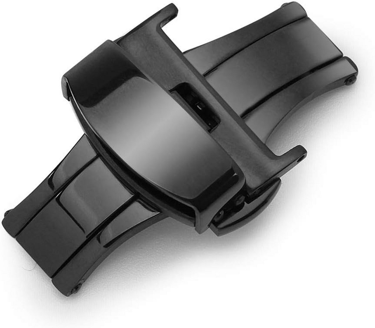 Vlindersluiting Horlogeband 20mm Zwart RVS 316L - Universele Vouwsluiting