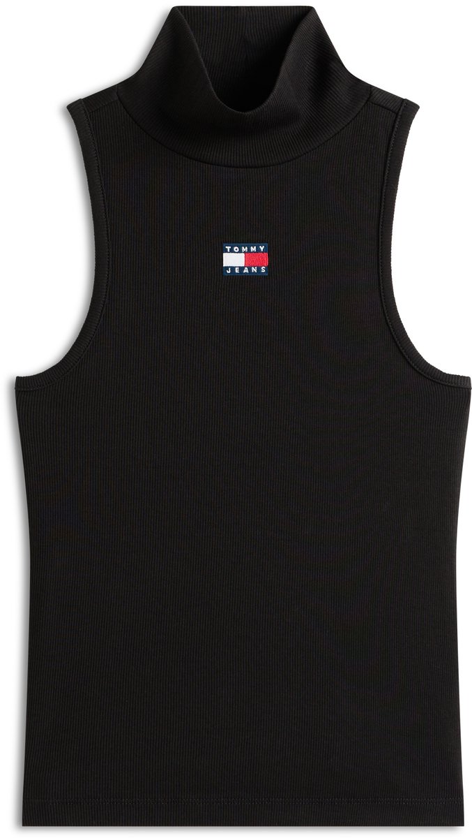 Tommy Jeans Top Tjw Slim Sh Badge Rib Tank Dw0dw21840 Bds Dames Zwart