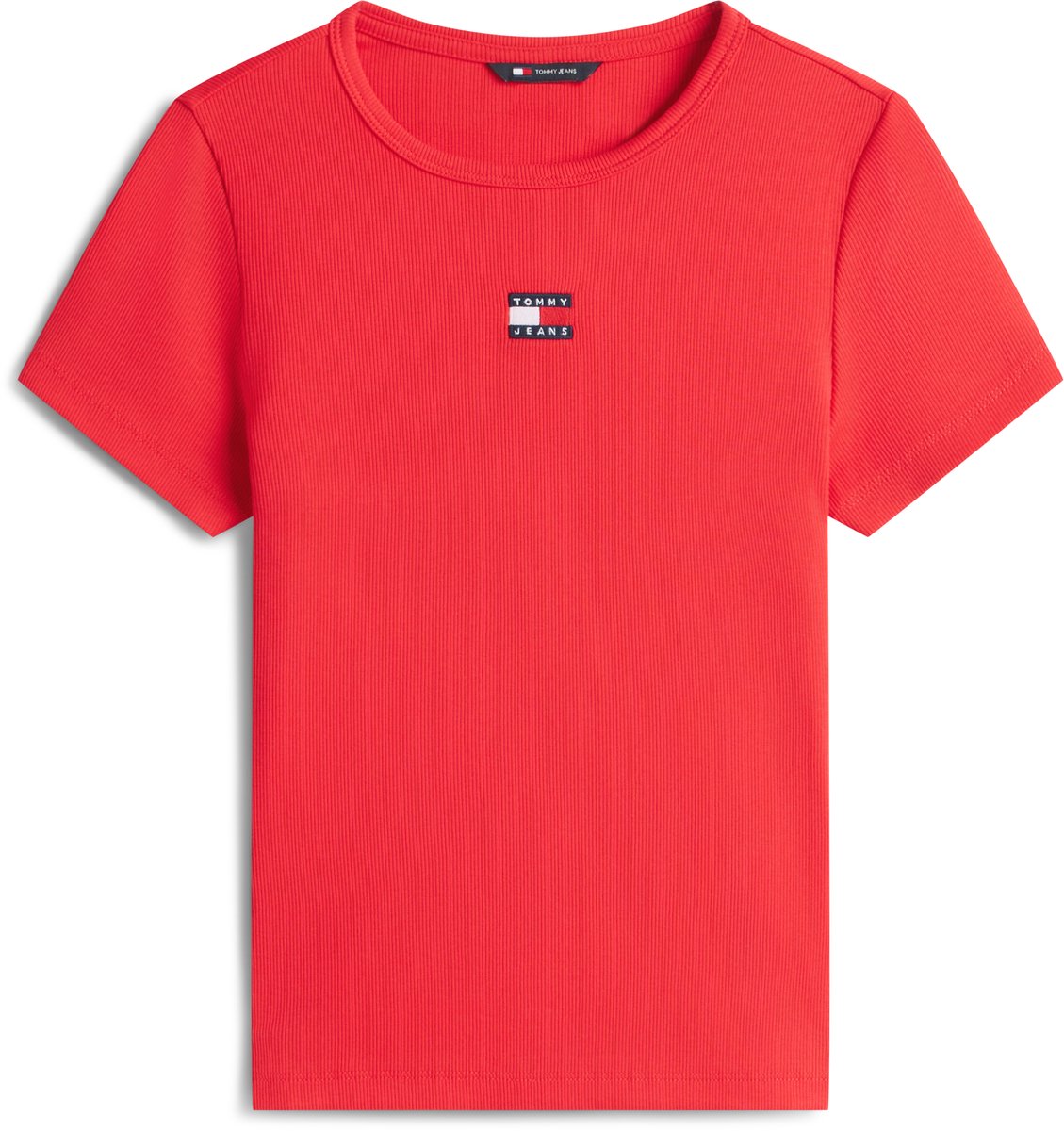 Tommy Jeans T-shirt Tjw Slim Badge Rib Tee Dw0dw17881 Alert Dames Rood