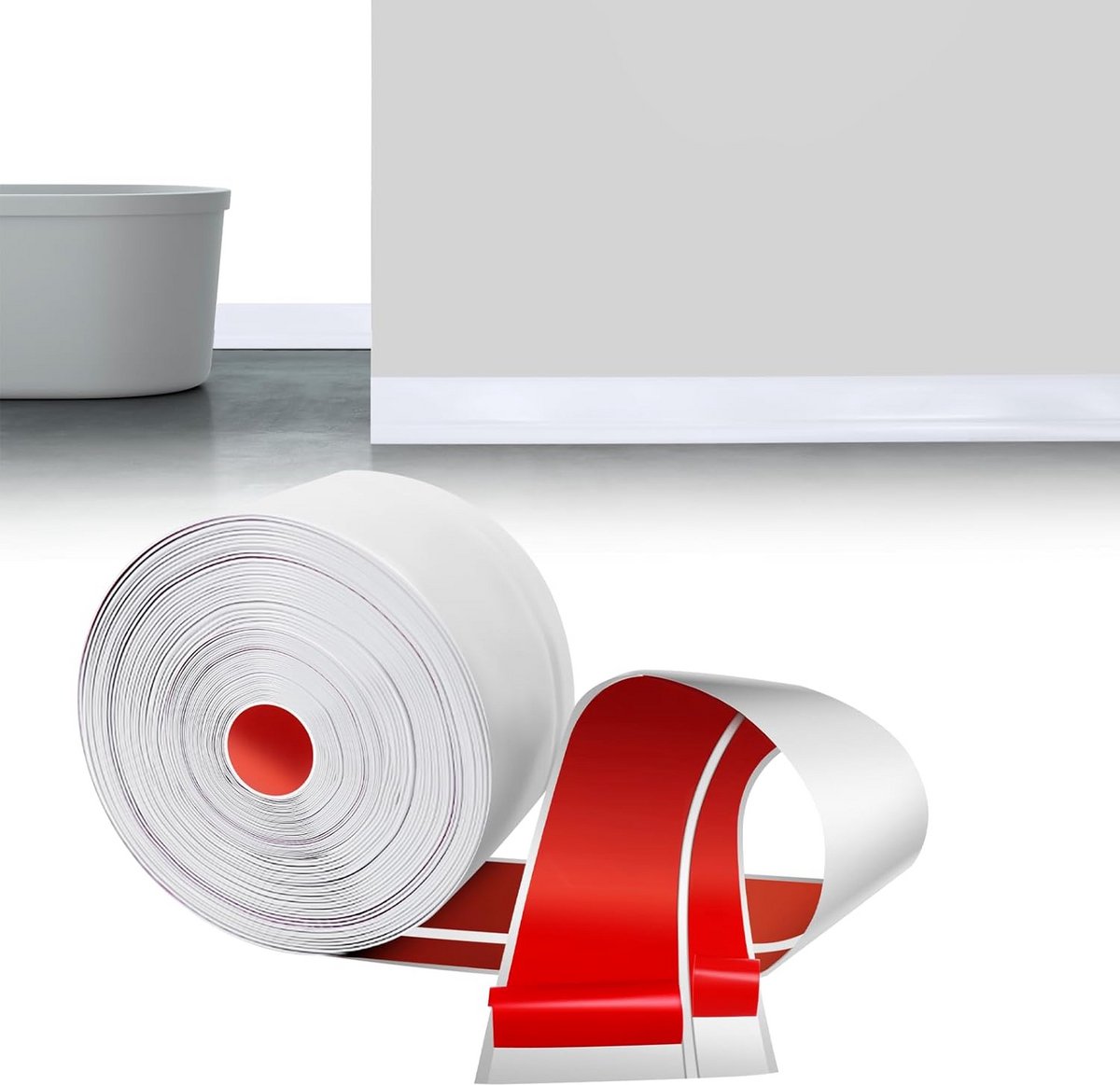 Zelfklevende Plint Wit PVC 80x20mm - Flexibel Sokkel- en Knikhoekprofiel 6 Meter