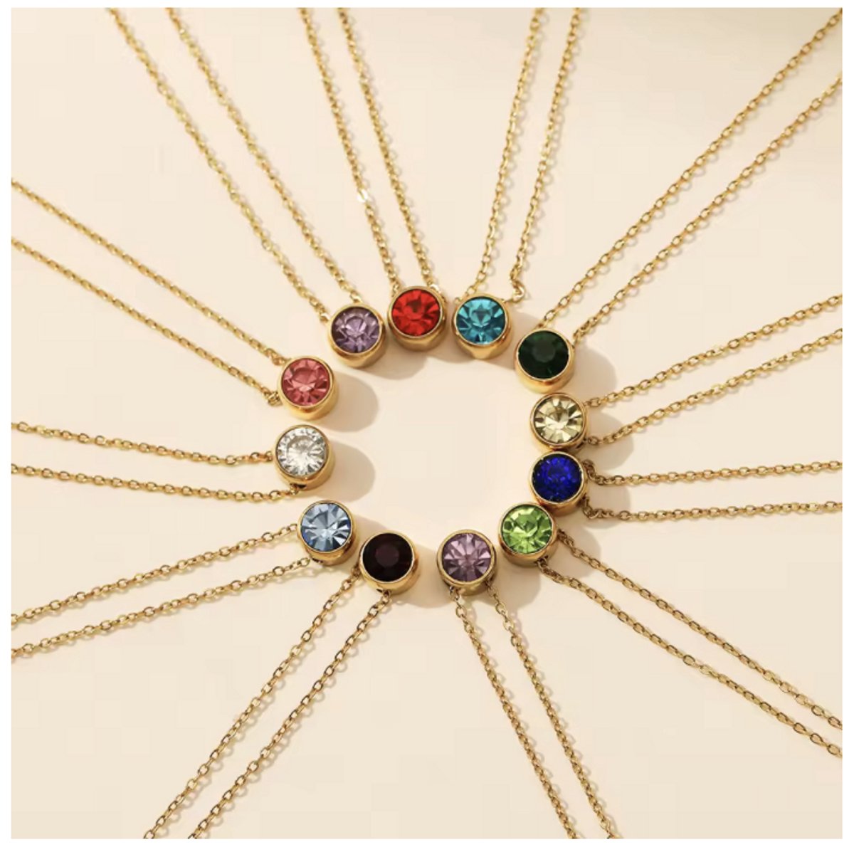 Maevi® Ketting met Geboortesteen - Maand: Maart - Kraamcadeau / Geboorte / Baby - Lengte: 38 CM - Hoge Kwaliteit - RVS / Stainless Steel - Geboortesteen Ketting - Moederdag - Incl. Luxe Verpakking - Necklace - Edelsteen / Gemstone