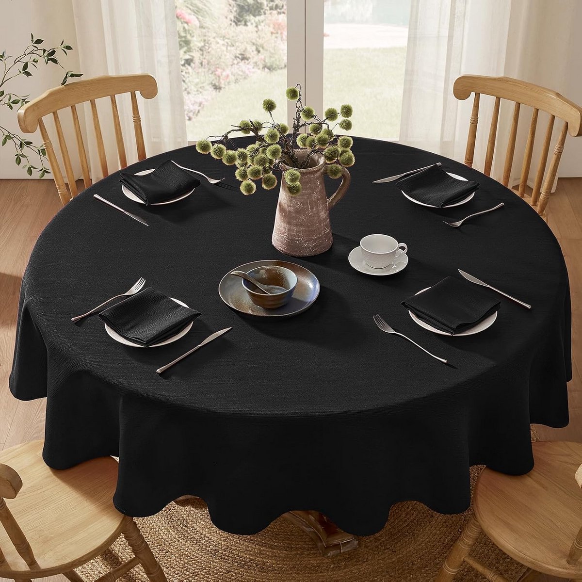 Rond Tafelkleed Zwart 180 cm - Waterdicht, Vuilafstotend & Wasbaar