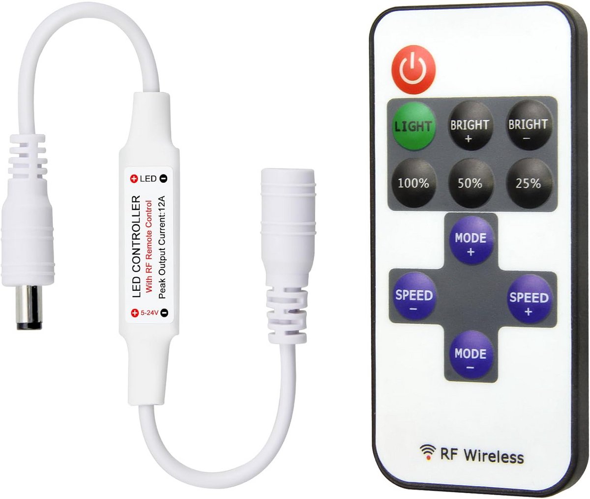 Draaibare LED Dimmer Controller met 11 Toetsen voor Eénkleurige LED Strips