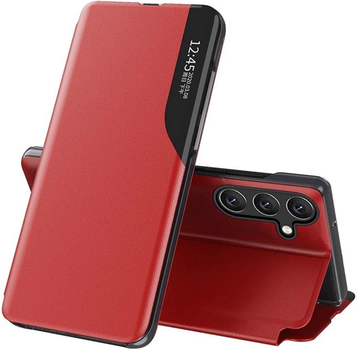 Hoesje geschikt voor Samsung Galaxy A15 4G/5G - Phonesta Smart View Side Book Case - Rood