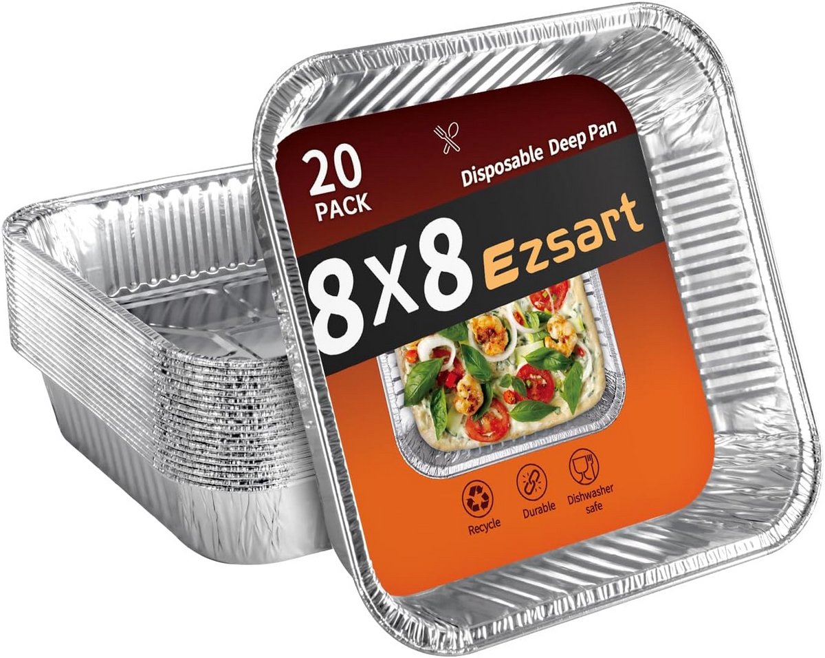 20x Wegwerf Aluminium Bakvormen 20x20 cm - Stevige Oven- en Vriesschalen voor Bakken en BBQ