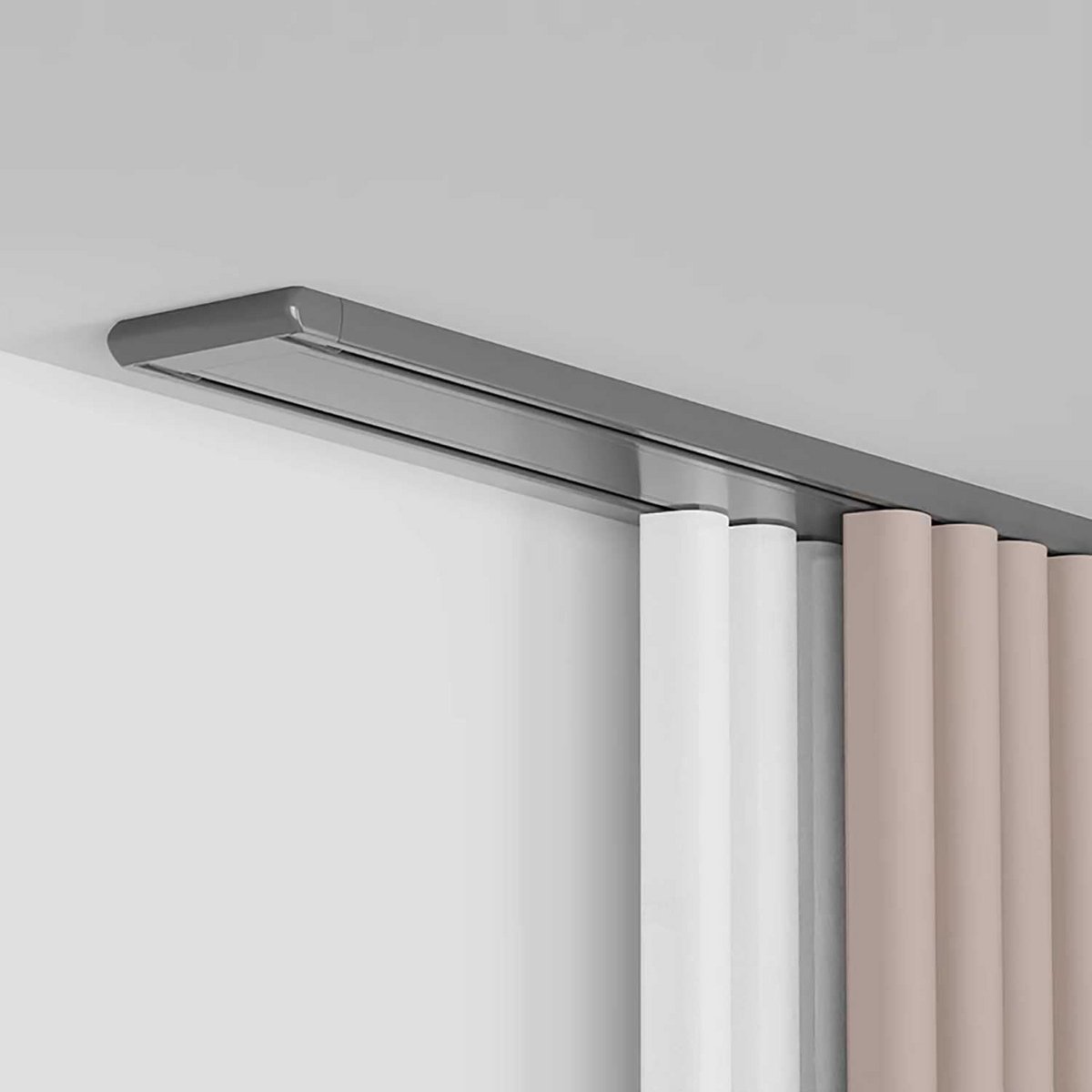 Stille Dubbele Gordijnrail voor Plafondmontage - Robuuste Ruimteverdeler voor Woonkamer/Slaapkamer - 3,2 Meter Grijs