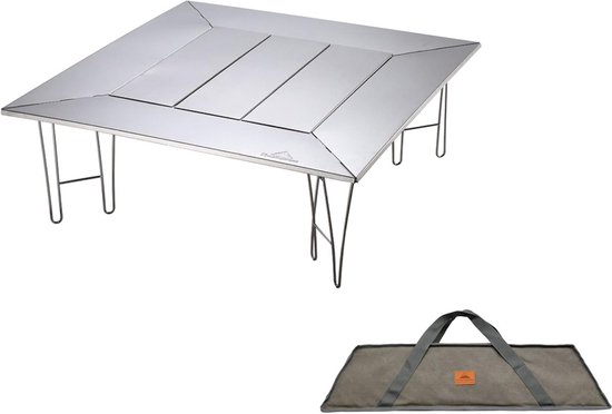 Paktafel Rvs Draagbare Camping Tafel RVS met Uitsparing voor Vuurkorf of Grill ...