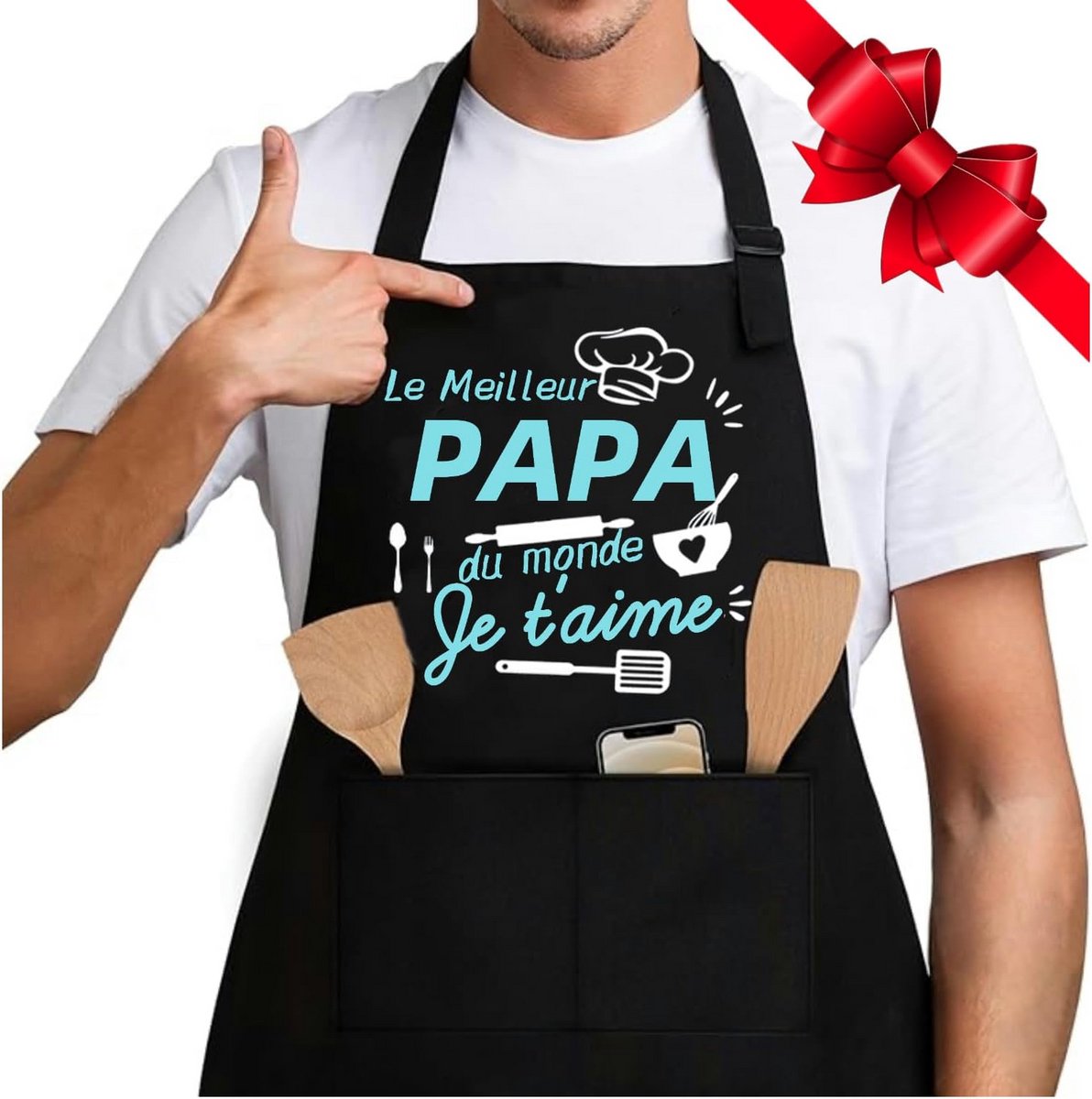 Verstelbaar BBQ en Keukenschort voor Vaderdag Cadeau - Waterdicht met Zakken