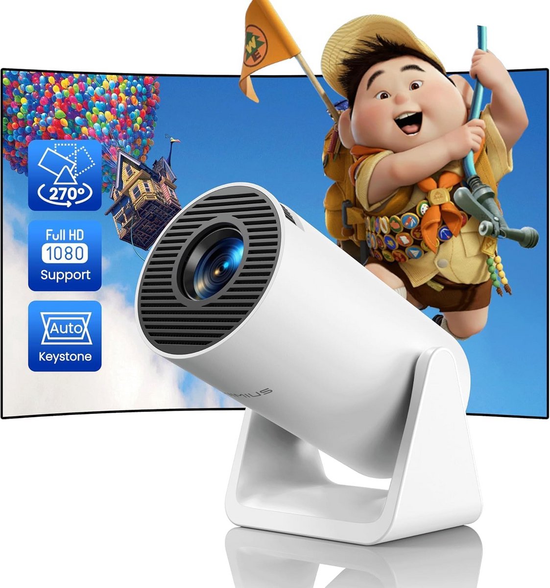 Draagbare Mini Projector 1080P Full HD met WiFi, Bluetooth en Automatische Keystone Correctie
