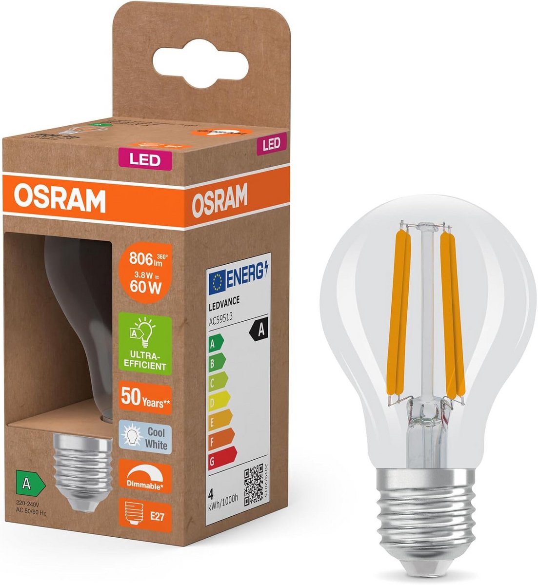 Energiezuinige LED Gloeilampen Pak van 6, Koud Wit Licht E27