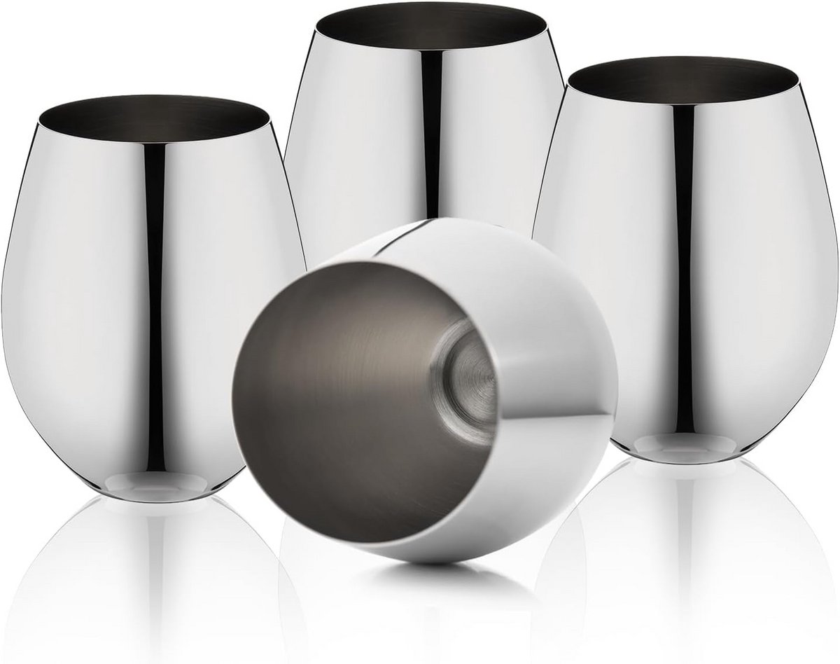 Set van 4 Onbreekbare Wijnglazen RVS - 532 ml - Vacuümgeïsoleerd & Vaatwasmachinebestendig