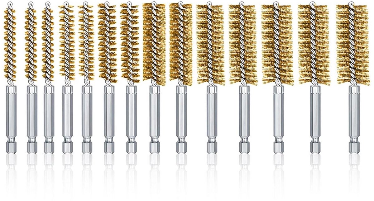 14-delige set metalen cilinderborstels - Voor elektrische boormachine - Diverse diameters