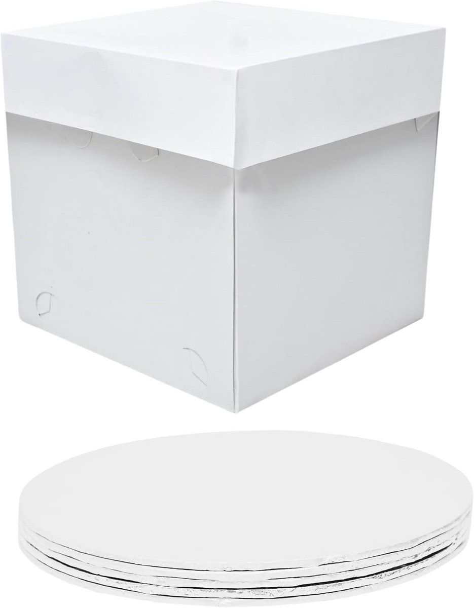 Ronde Taartdozen Set van 5 met Sterke Witte Taartplanken 10 Inch