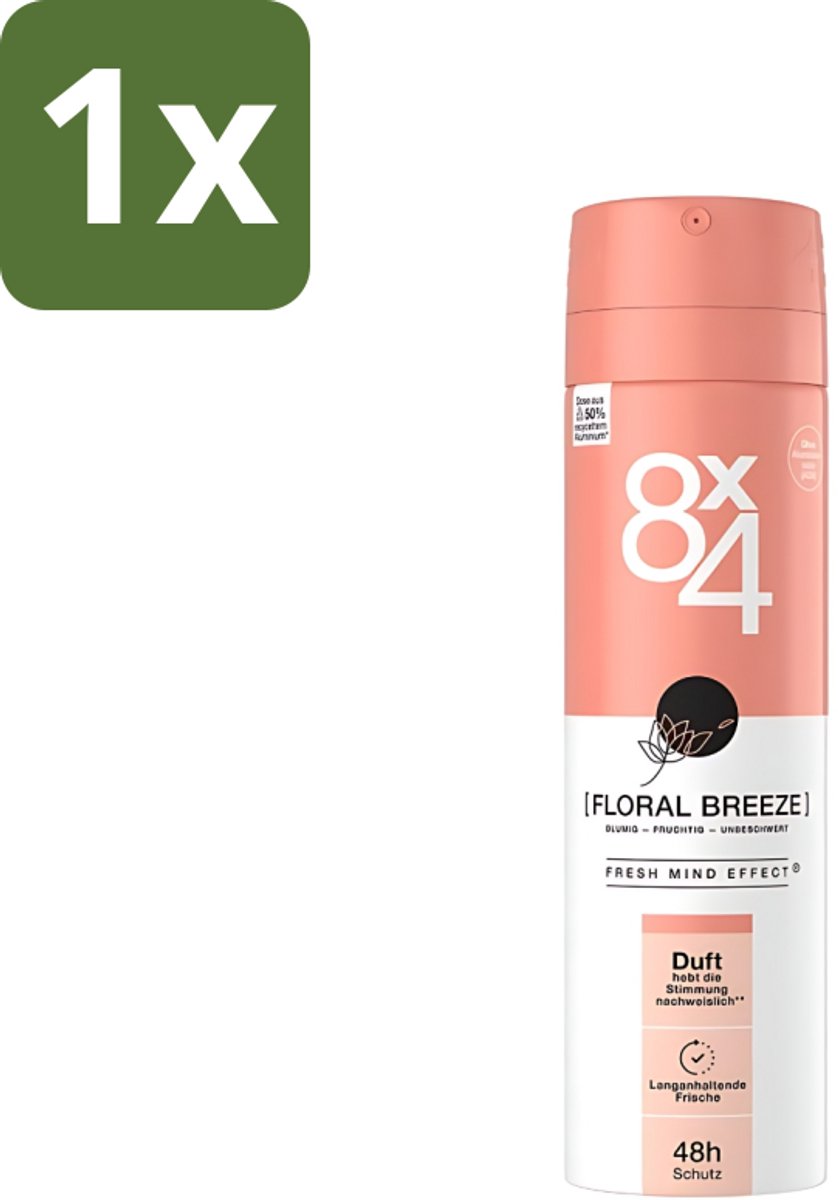 1 x 8 x 4 Deospray - No.14 Floral Breeze - Deodorant - Bloemengeur - 150 ml - Bloemengeur - Deodorant - Frisheid - Zweetbestendig - Huidbescherming