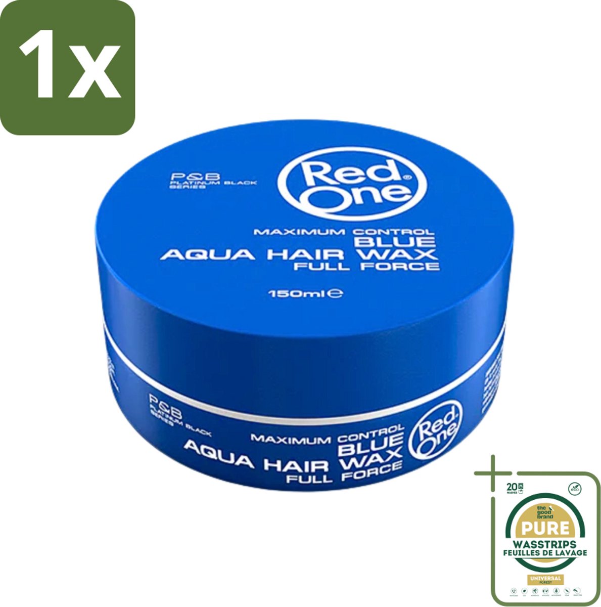 1 x Red One - Haarwax - Blue - Aqua Hair Wax - Voor Sterke Hold & Glanzende Finish - 150 ml- Haarwax - Aqua Hair Wax - Sterke Hold - Glanzende Finish - Waterbasis